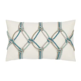 12" x 20" Elaine Smith Pillow  Aqua Rope