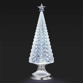 13.5"H Lighted Swirl Tree Silver Base