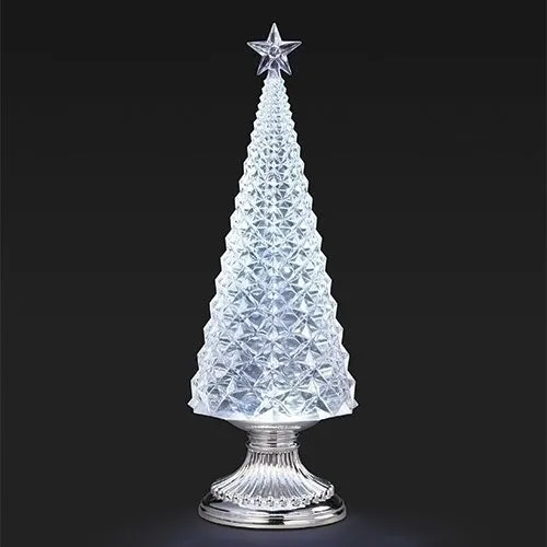 13.5"H Lighted Swirl Tree Silver Base