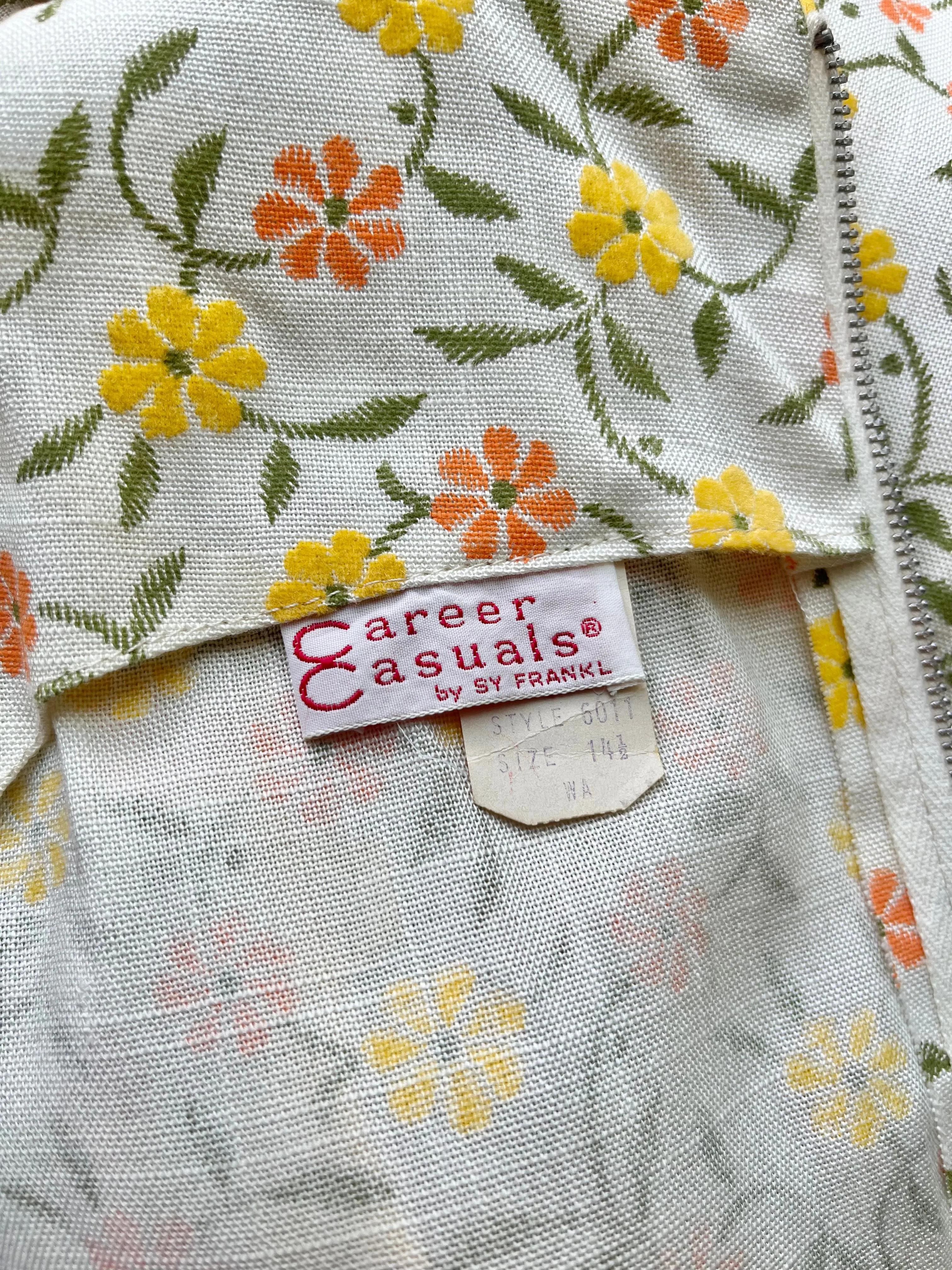 1960's Sunshine Daisy Shift Dress by Career Casuals/ Sz M