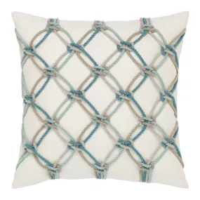 20" Square Elaine Smith Pillow  Aqua Rope