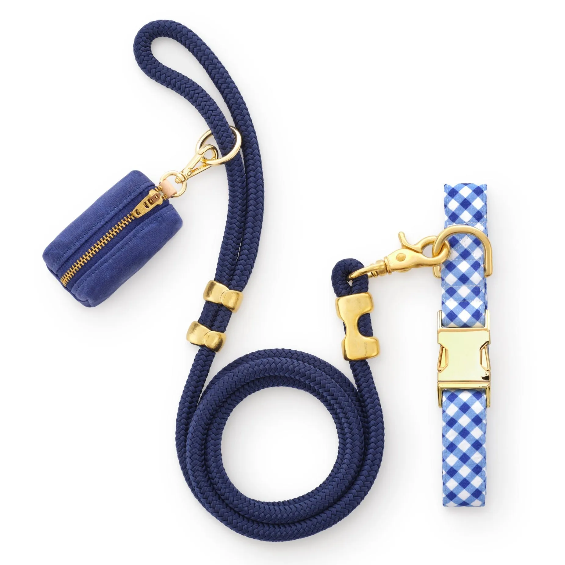 Blue Gingham Collar Walk Set