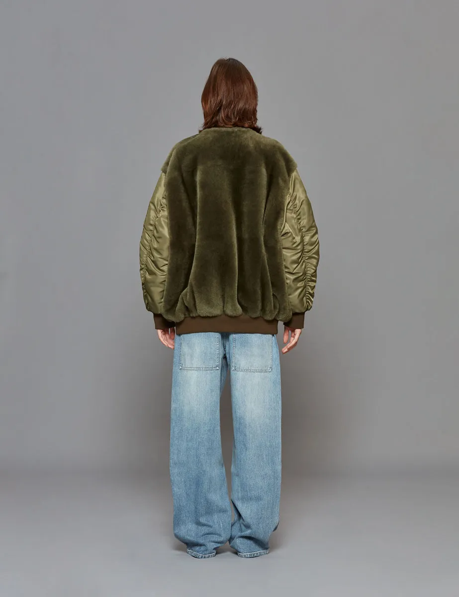 bomber shearling and nylon militare