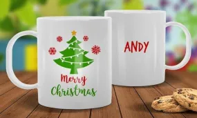 Christmas Tree White Plastic Christmas Mug