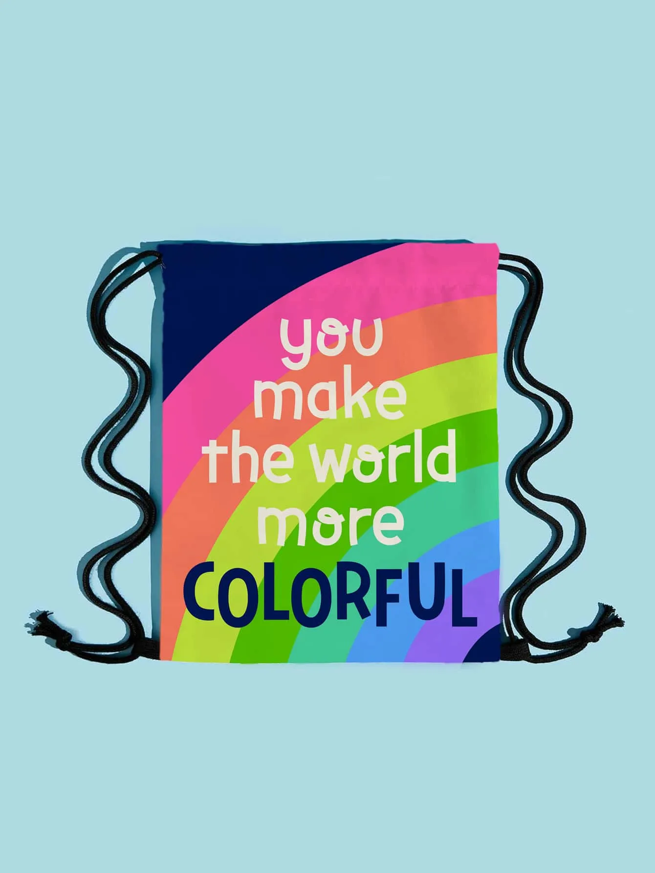 Color Block Letter Graphic Drawstring Backpack