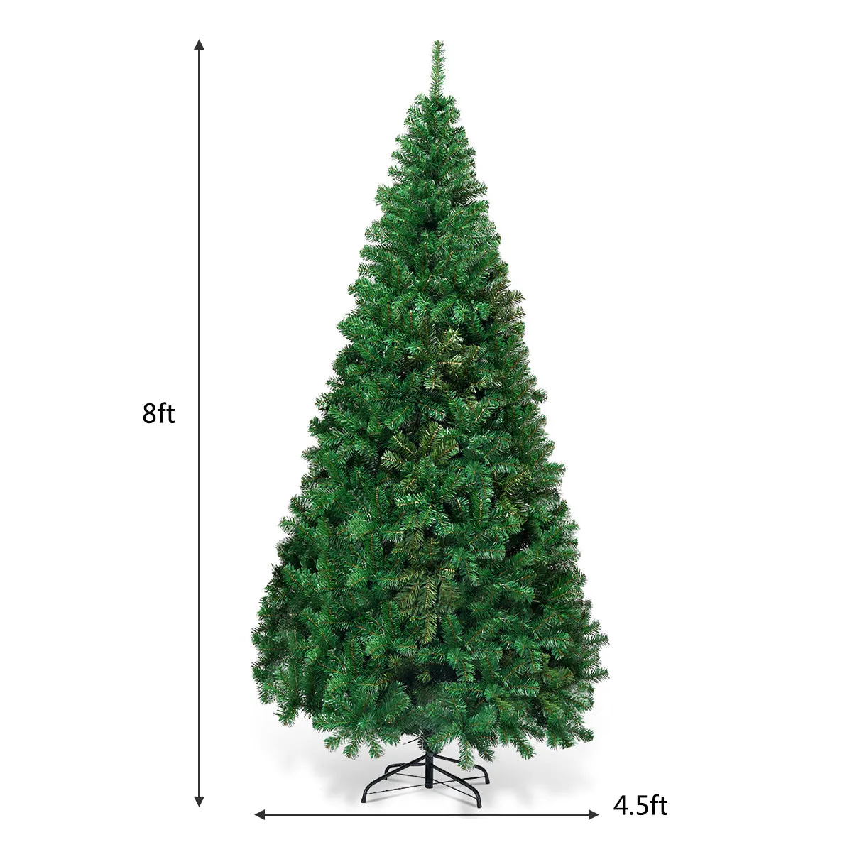 Costway 8Ft Artificial PVC Patio Indoor Outdoor Christmas Tree with Stand Holiday Season, Green - Walmart.com