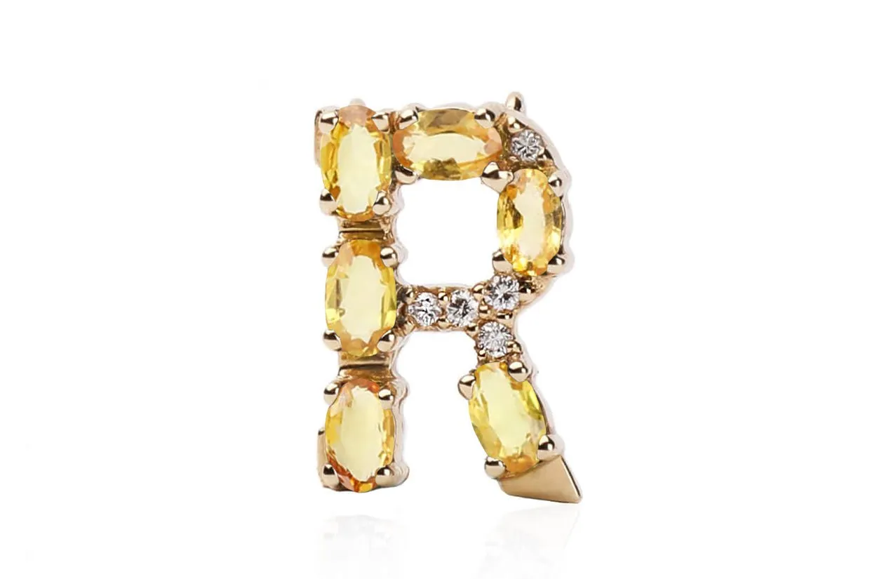 Cufflinks Letter R Initial 18kt Gold