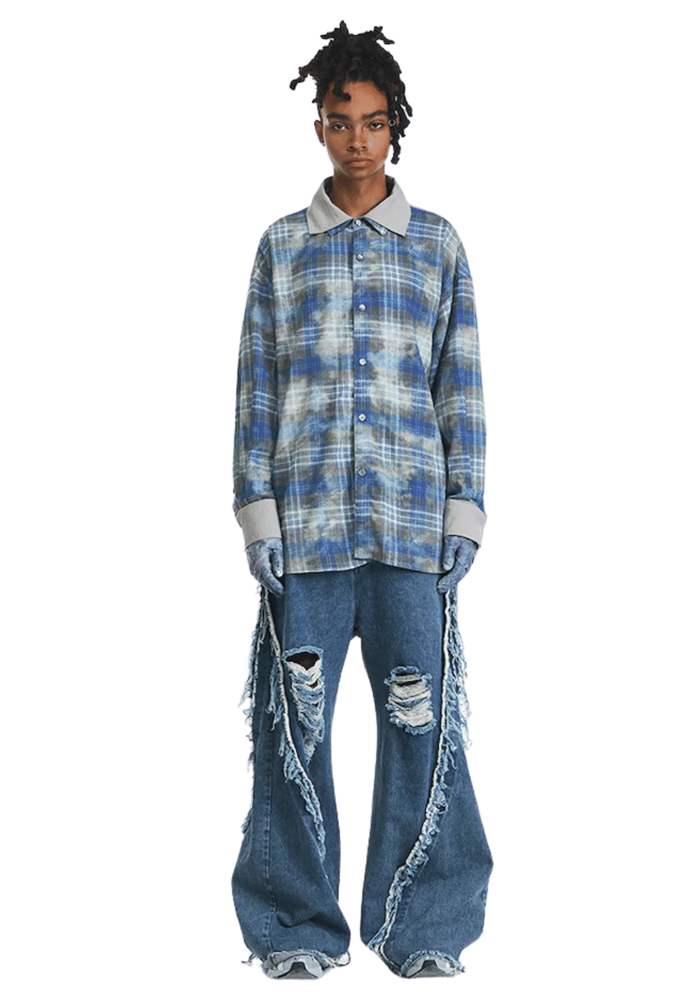 Dyed Washed Plaid Shirt