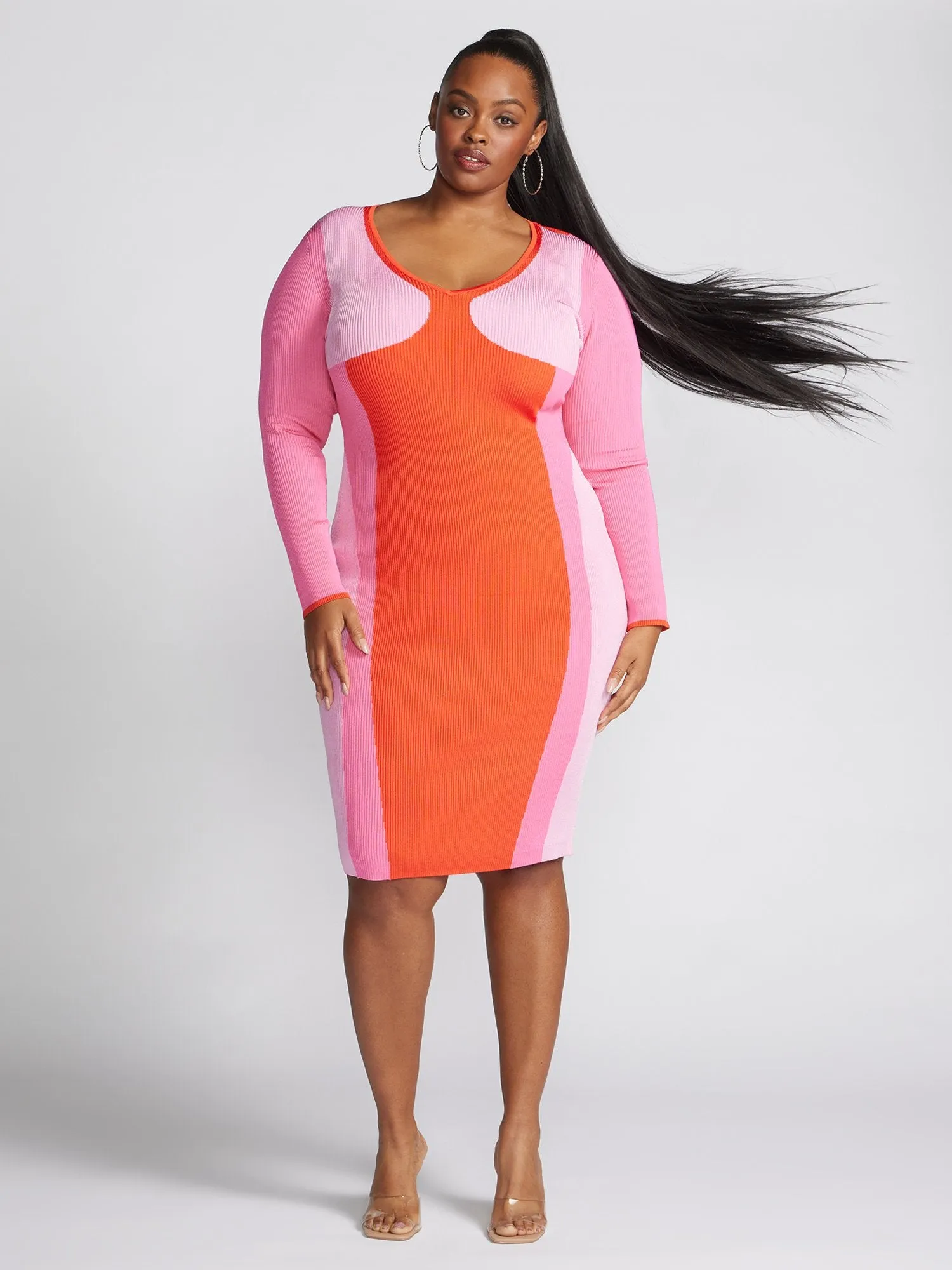 Emmesha Colorblock Ribbed Knit Sweater Dress