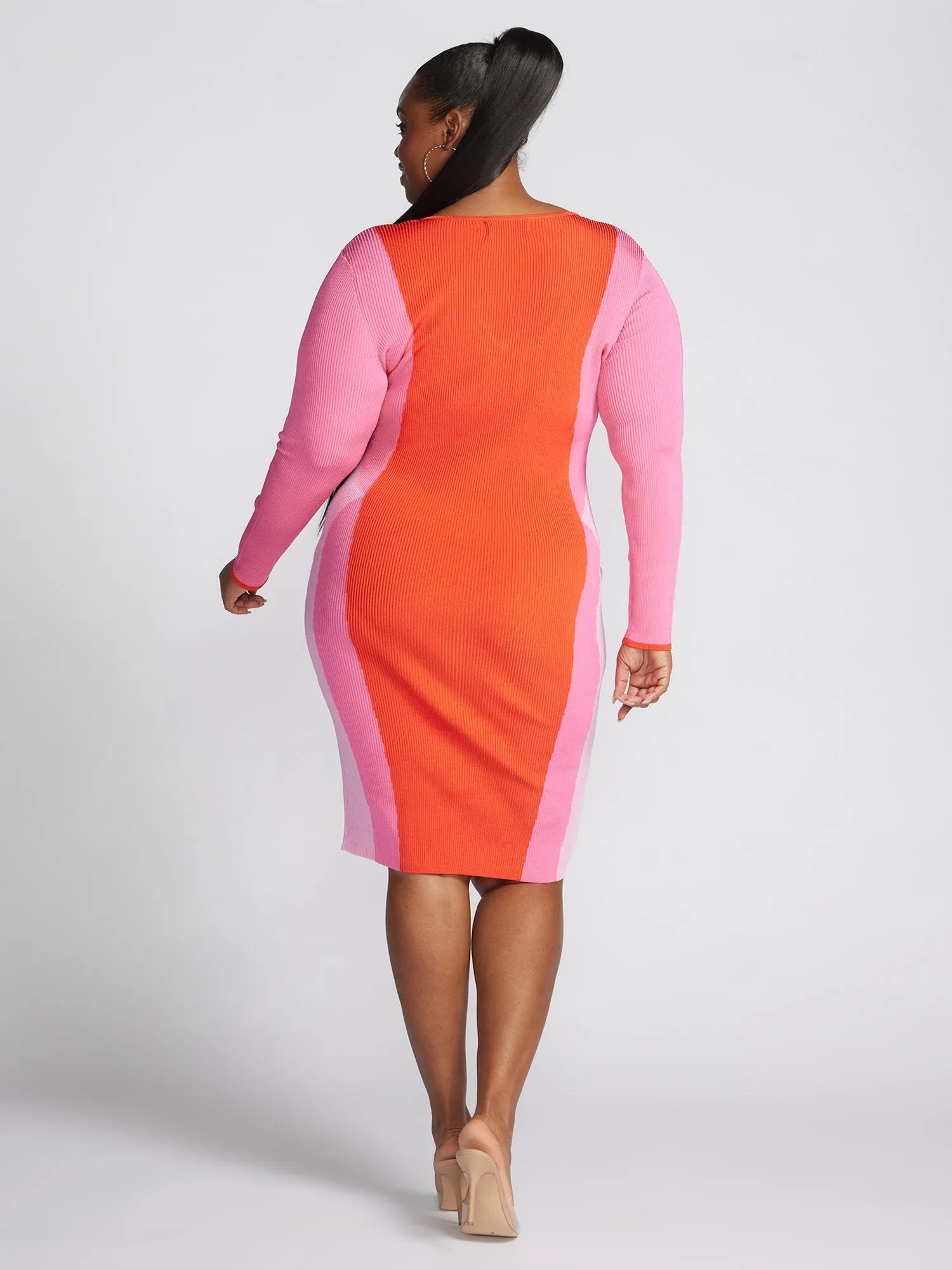 Emmesha Colorblock Ribbed Knit Sweater Dress