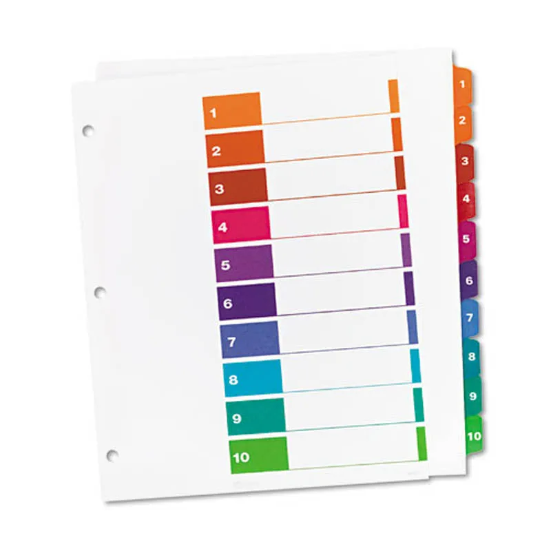 Extra-Wide Ready Index Dividers w/ Multicolor Tabs, 10-Tab, Letter (set of 10)