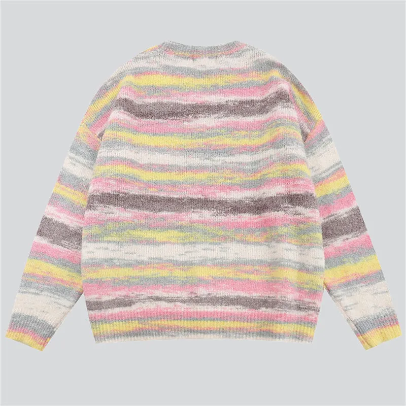 Funny Cartoon Clown Multicolor Stripe Sweater