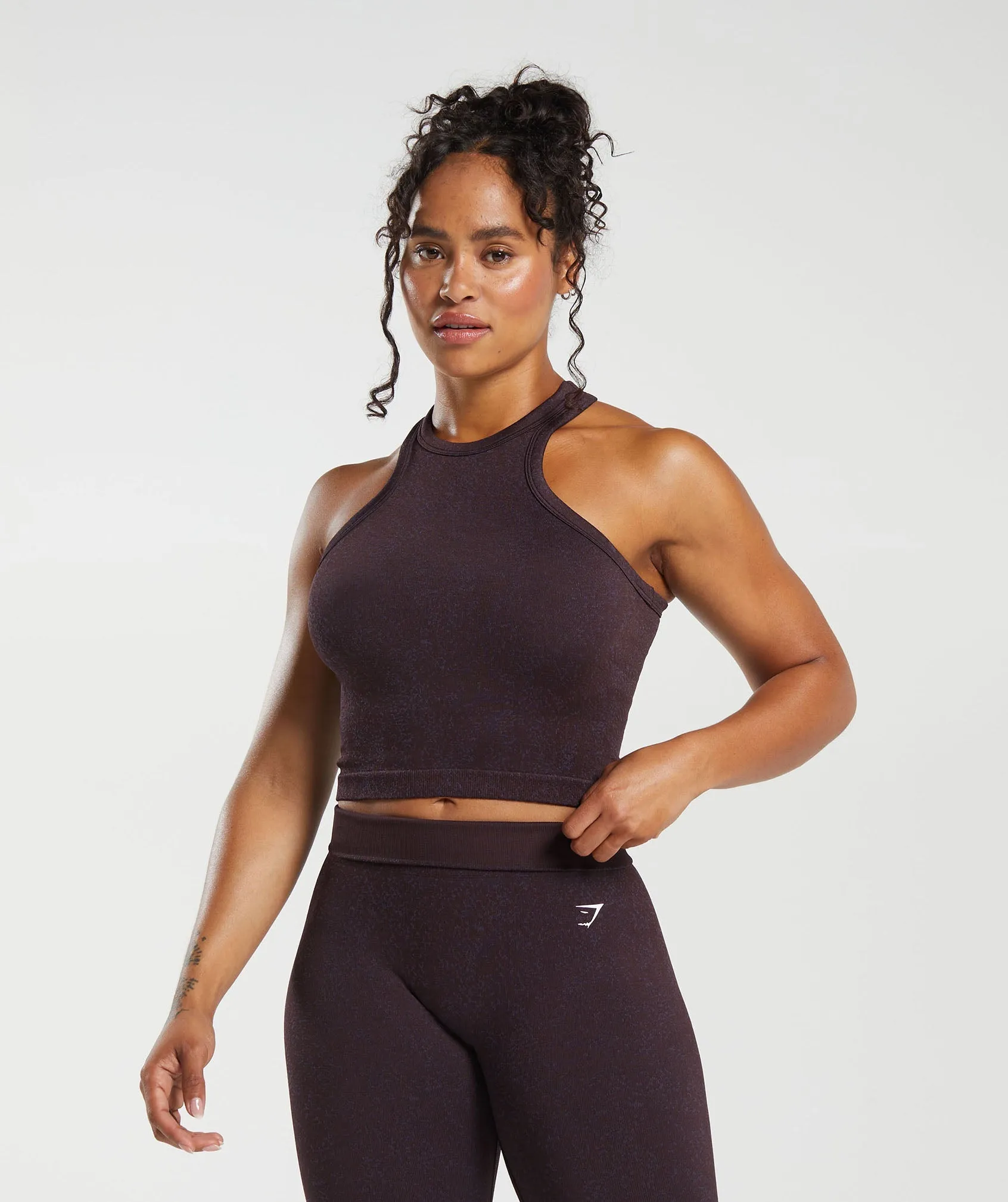 Gymshark Adapt Fleck Seamless Midi Tank - Plum Brown/Dewberry Purple