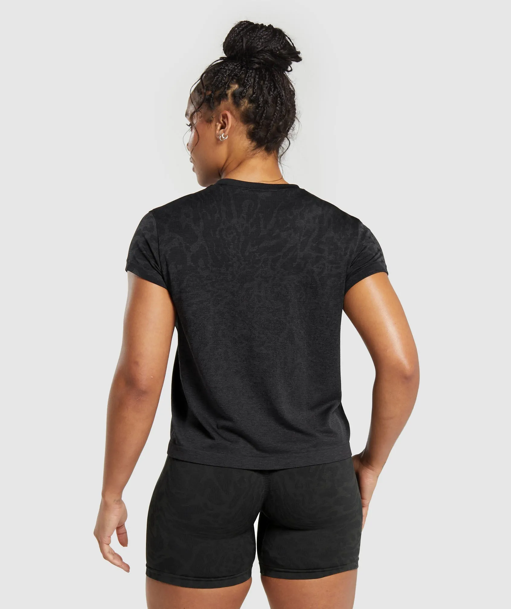 Gymshark Adapt Safari Seamless  Faded T-Shirt - Black/Asphalt Grey