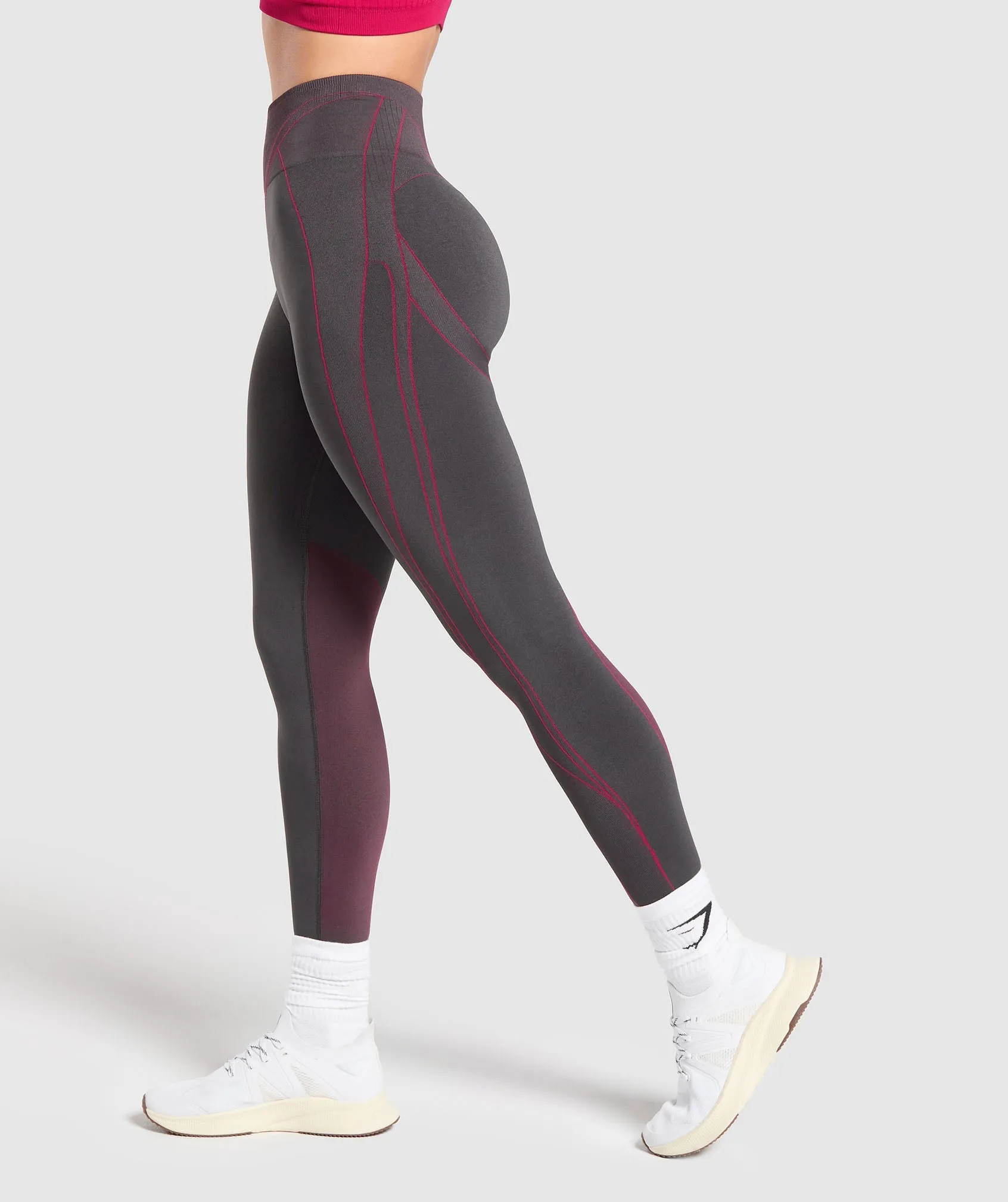 Gymshark Apex Contrast Leggings - Grey/Pink