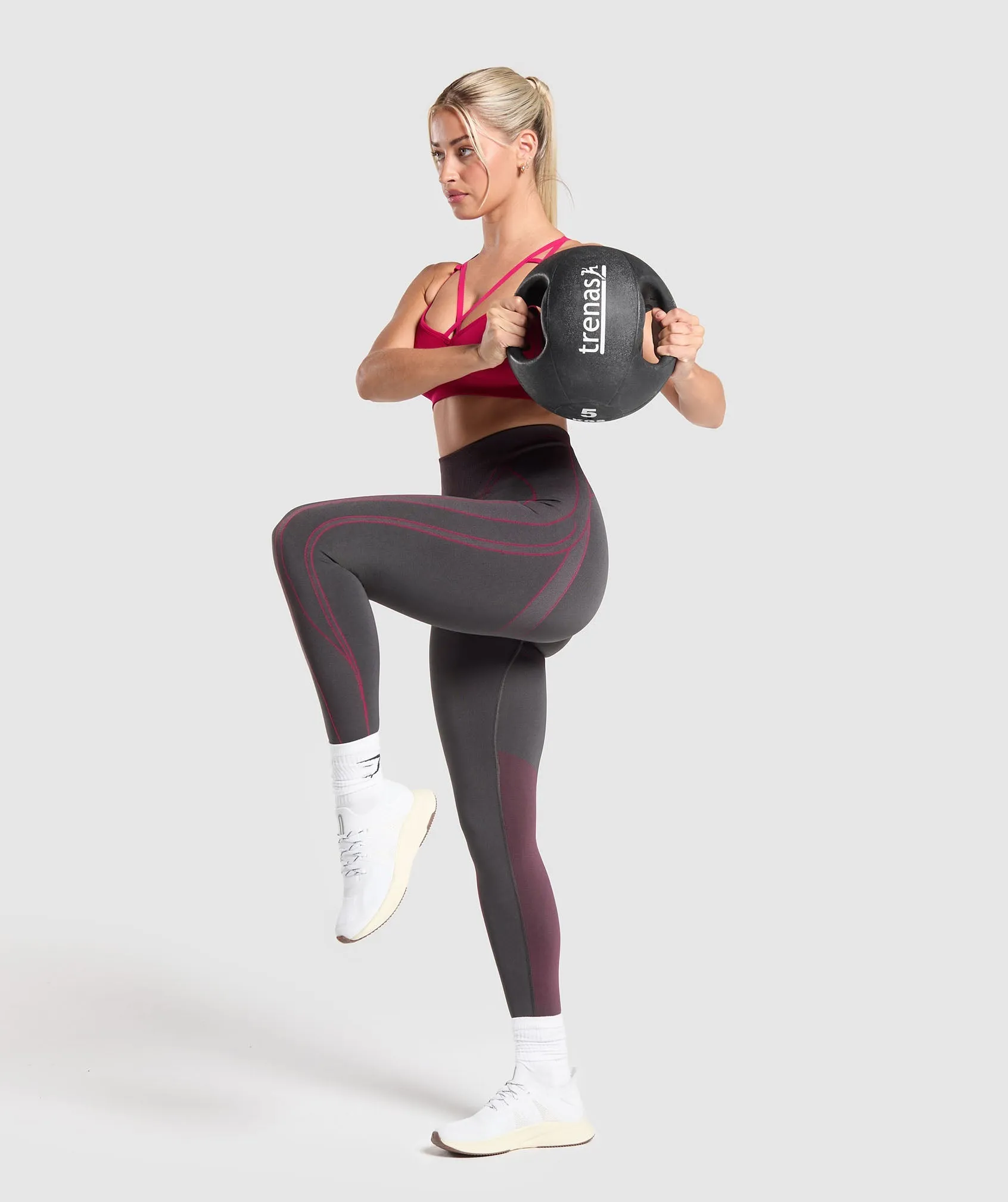 Gymshark Apex Contrast Leggings - Grey/Pink