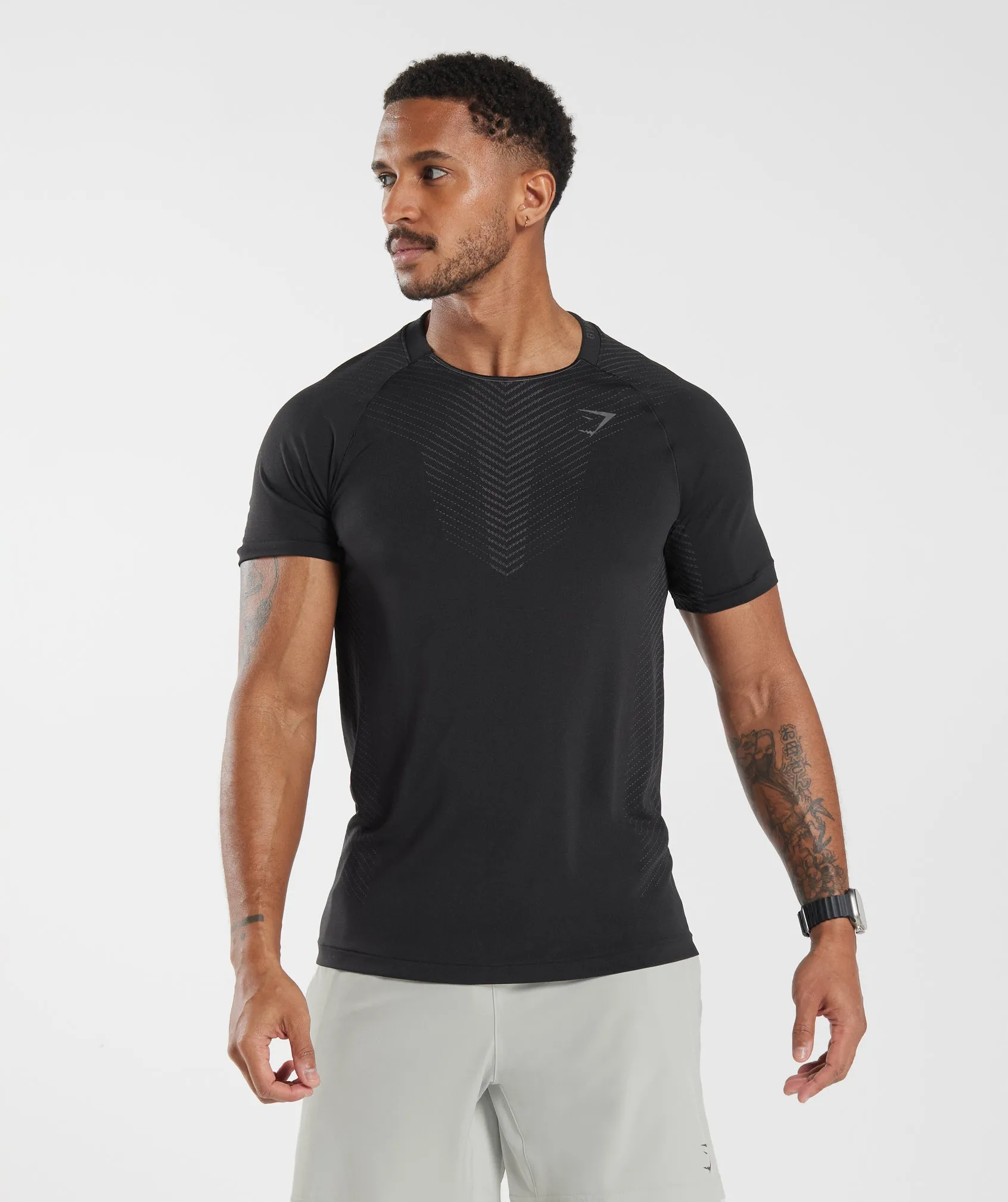 Gymshark Apex Seamless T-Shirt - Black/Silhouette Grey