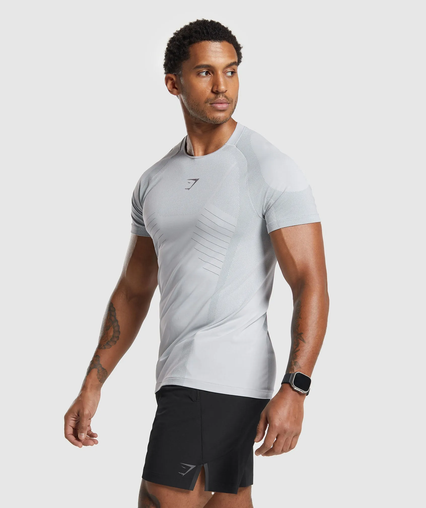 Gymshark Apex Seamless T-Shirt - Light Grey/Medium Grey