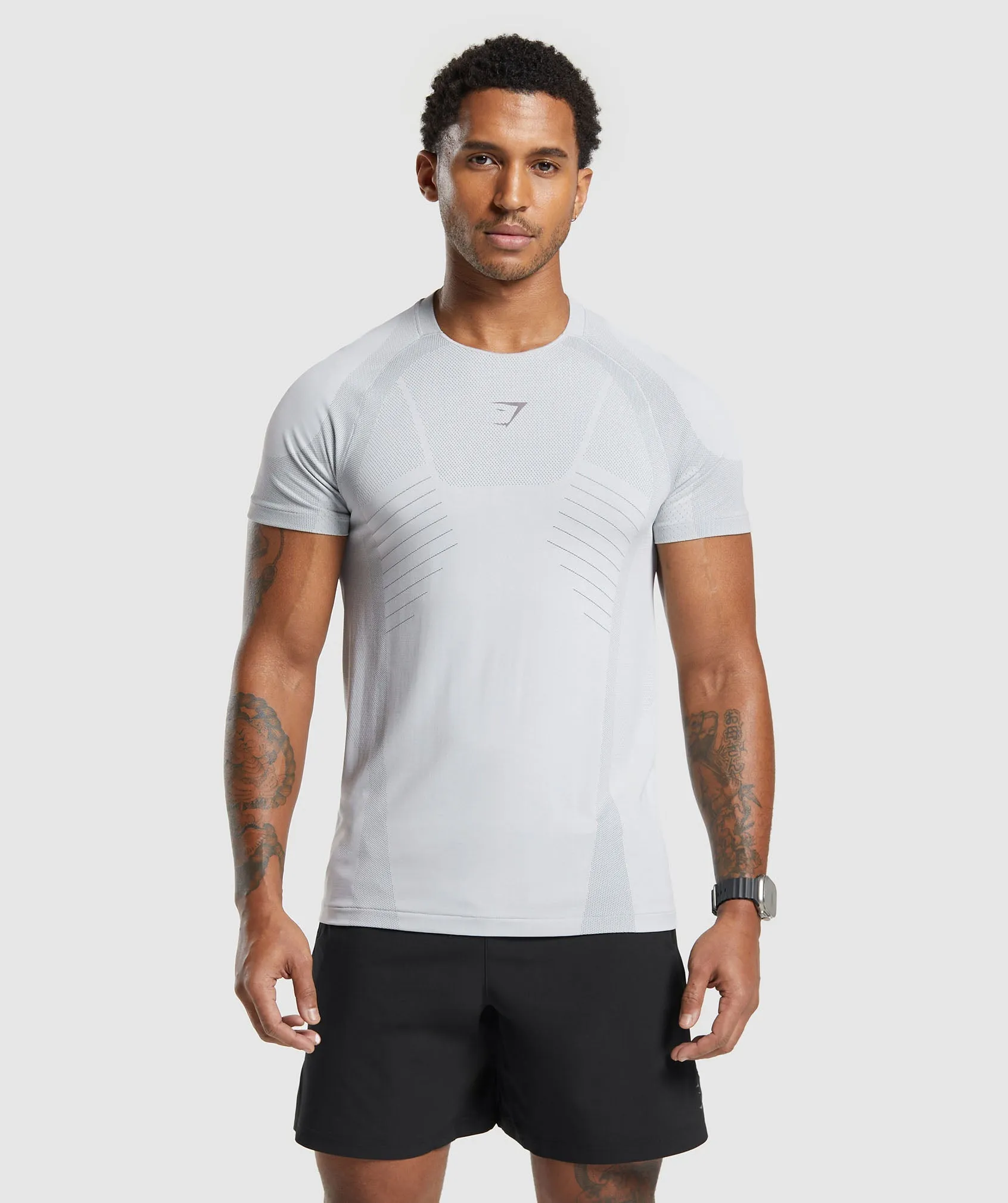 Gymshark Apex Seamless T-Shirt - Light Grey/Medium Grey