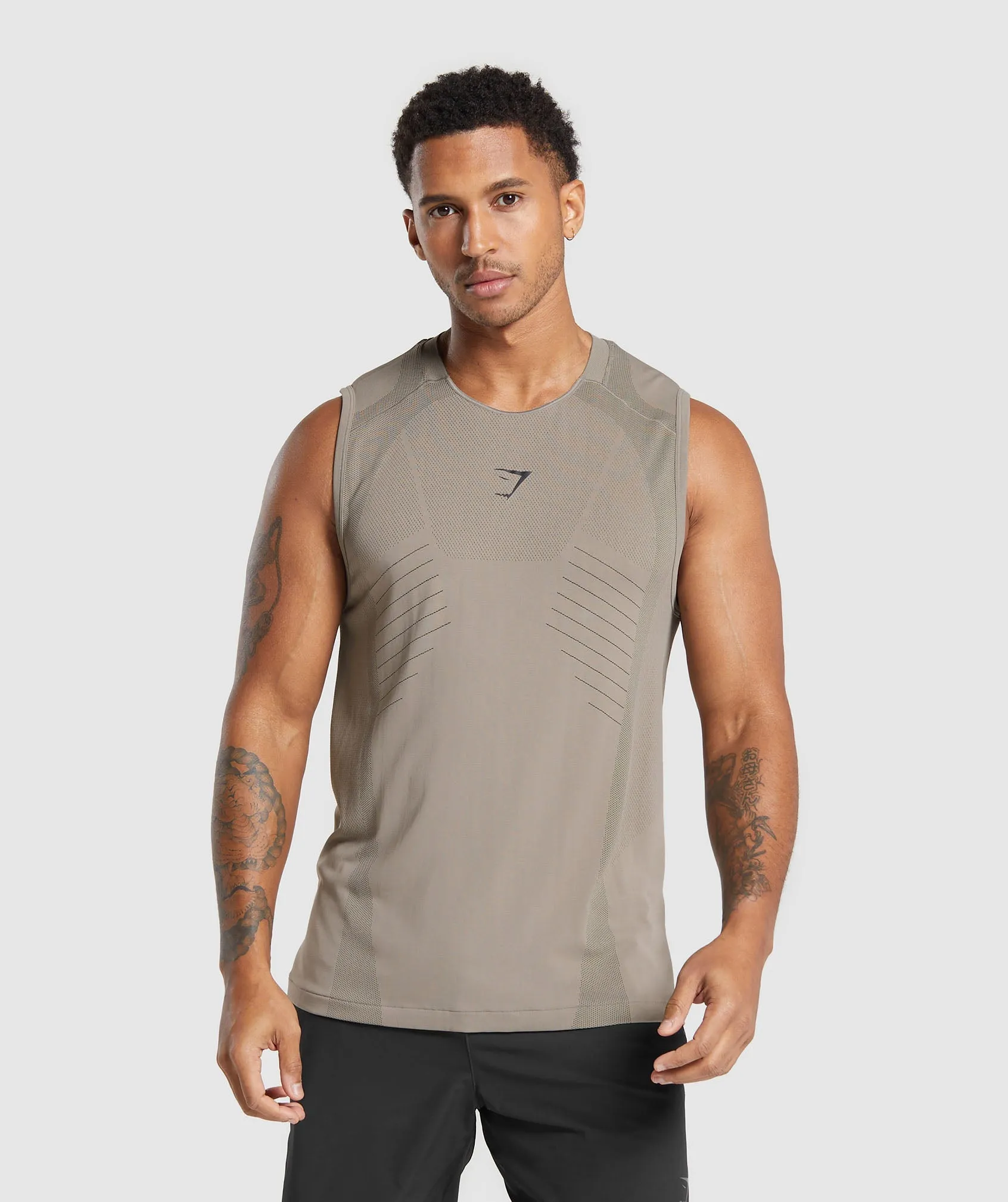 Gymshark Apex Seamless Tank - Linen Brown/Black