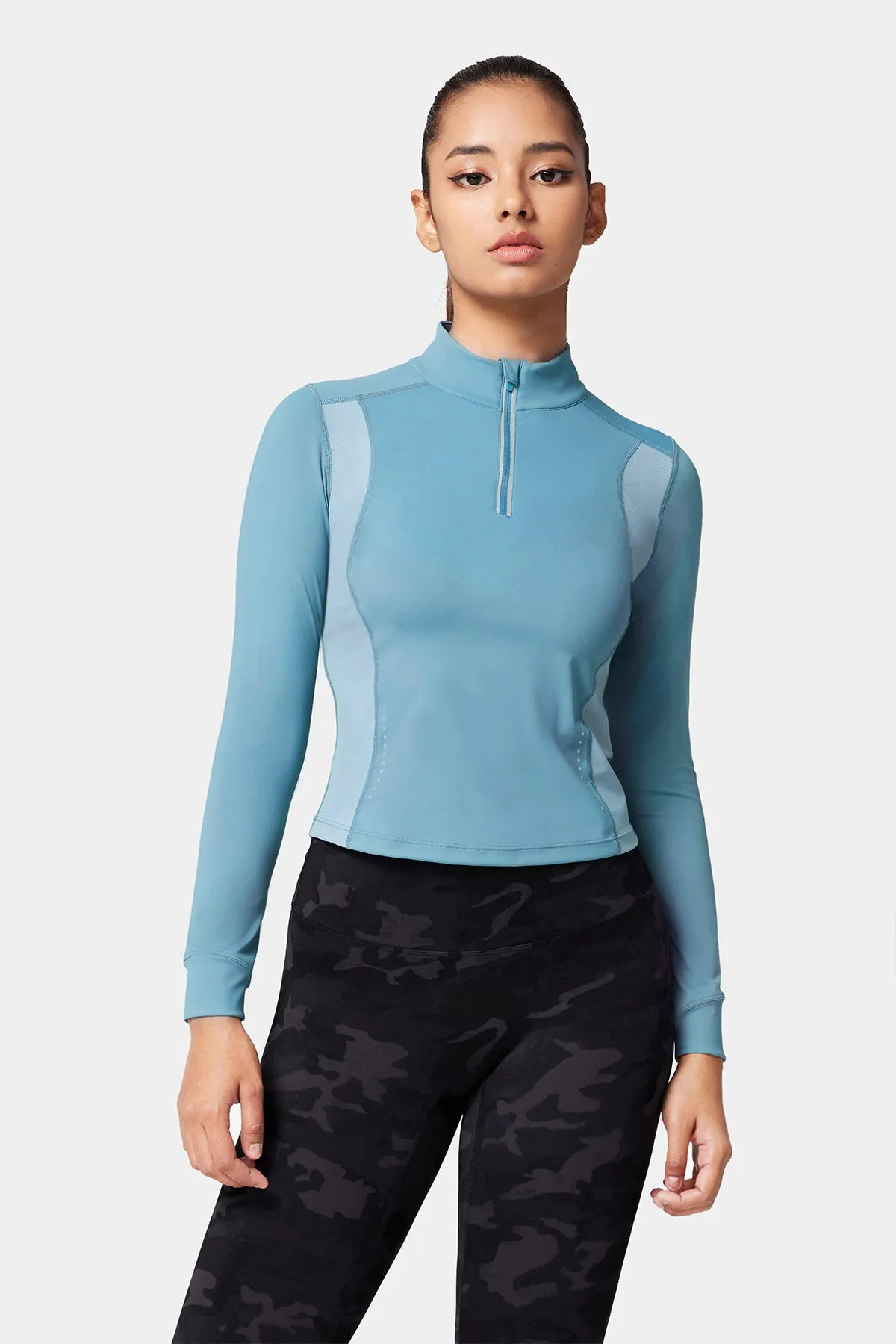 High-Neck Reflective Running Long Sleeve Shirt