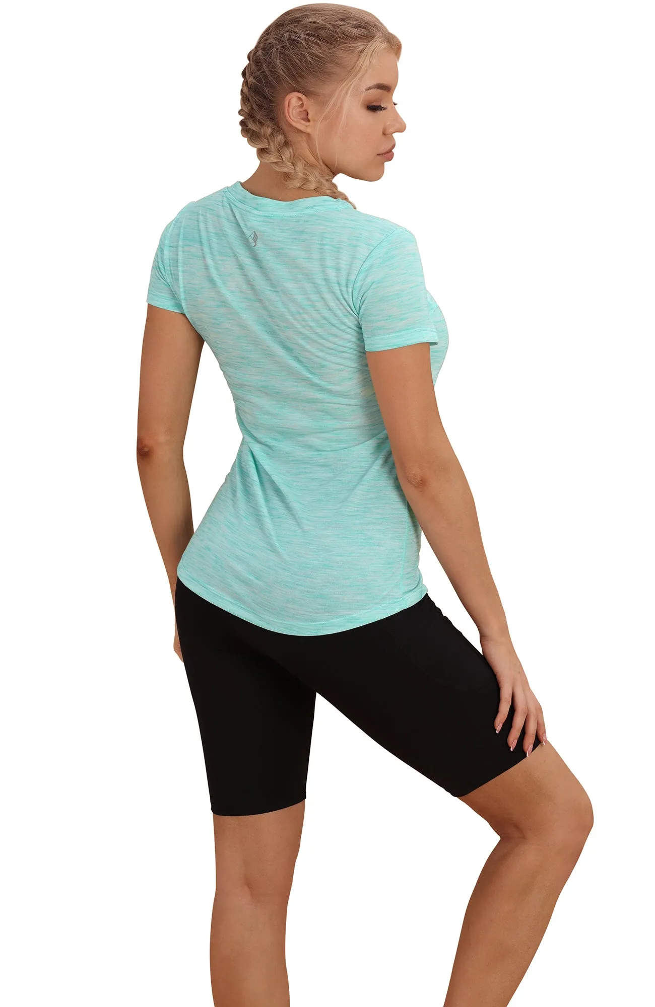 icyzone Workout Shirts for Women - Yoga Tops Activewear Gym Shirts Running Fitness V-Neck T-Shirts