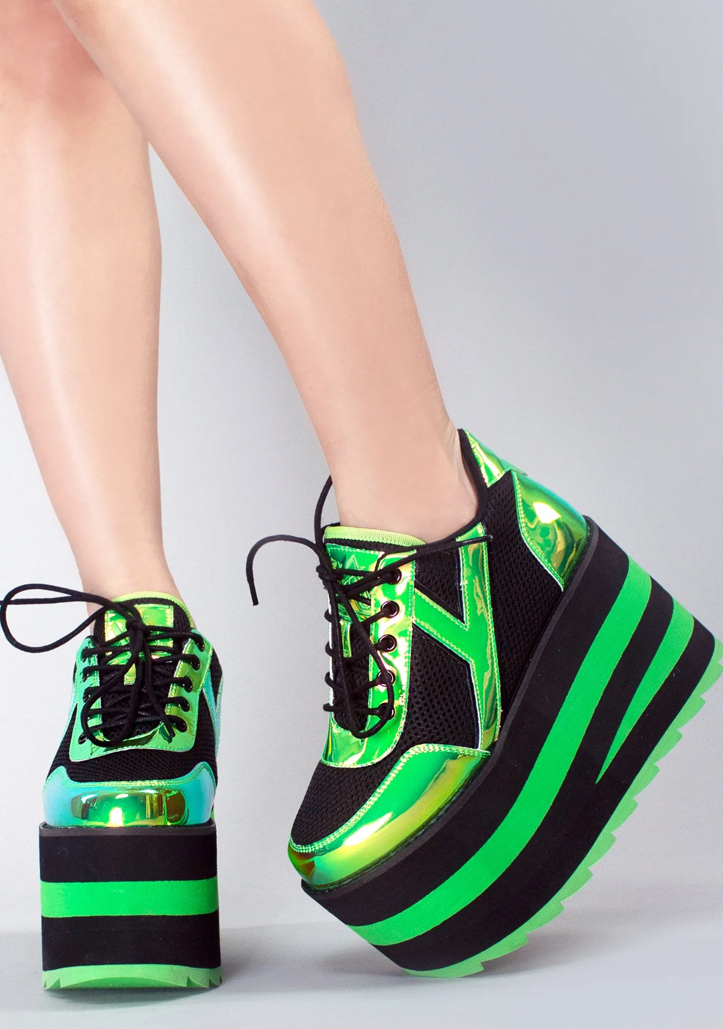 Karazii Platform Sneakers in Black Green