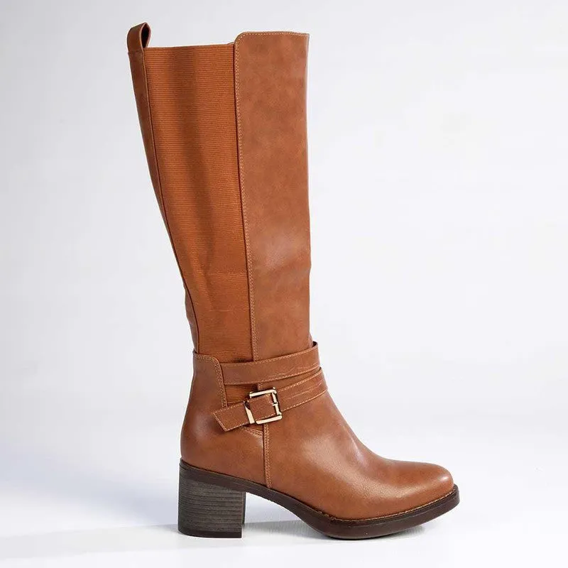 Madison Gabriella Long Boots - Tan