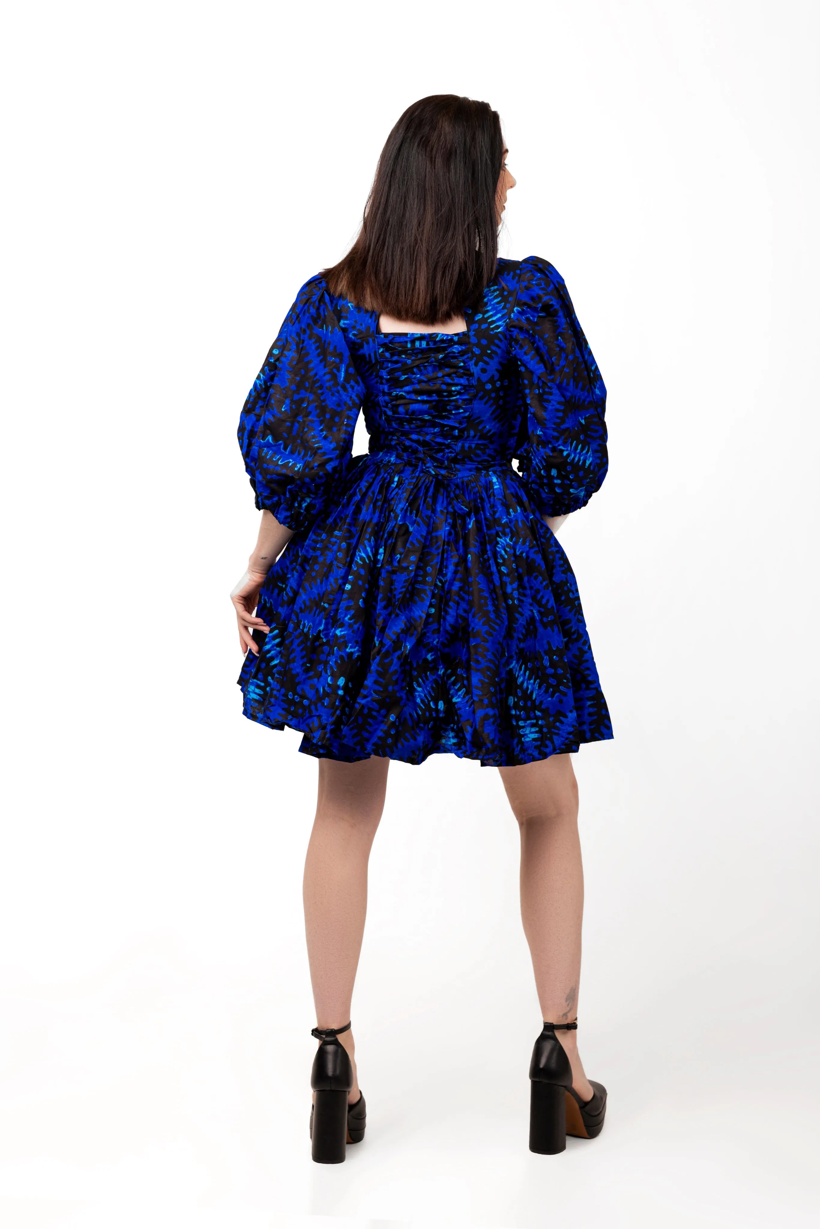 Mofe Ankara Mini Dress | Blue African Print