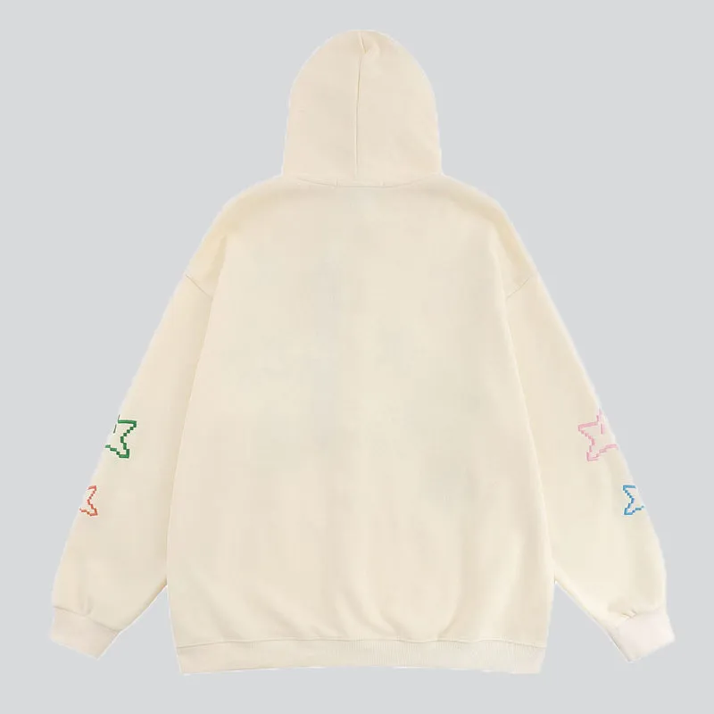 Multicolor Stars Embroidery Hoodie