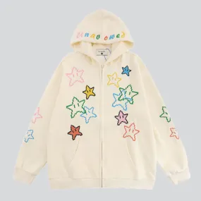 Multicolor Stars Embroidery Hoodie