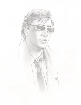 “Nicolas Cage in novelty sunglasses” drawing