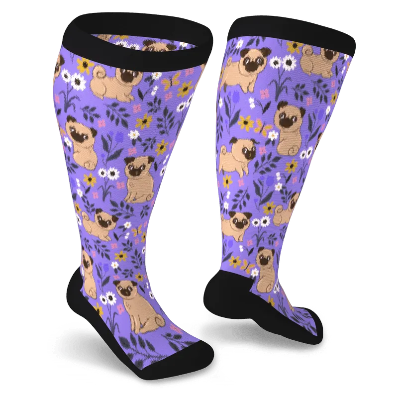 Pug Love Non-Binding Diabetic Socks