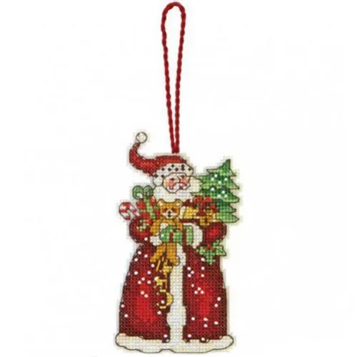 SANTA ORNAMENT, Counted Cross Stitch Kit, 14 count plastic canvas, size 2,5" x 4,75", DIMENSION (70-08895)