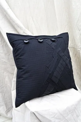 SQUARE APPLIQUE CUSHION - ONYX OBSIDIAN