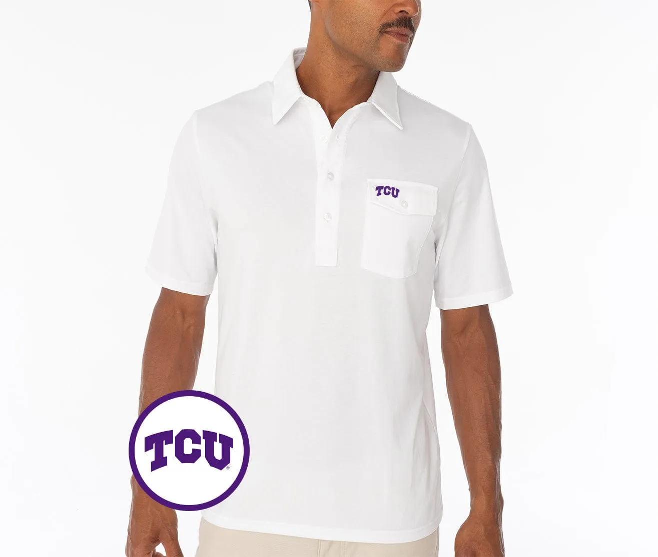 TCU - Coach's Performance Players Shirt - TCU Mark - White