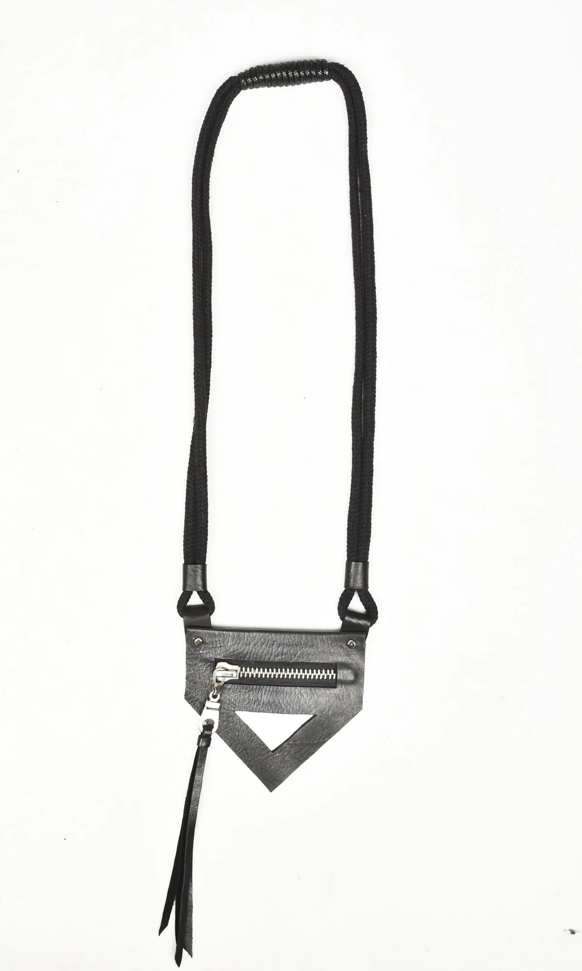 Triangle Zipper Leather Necklace