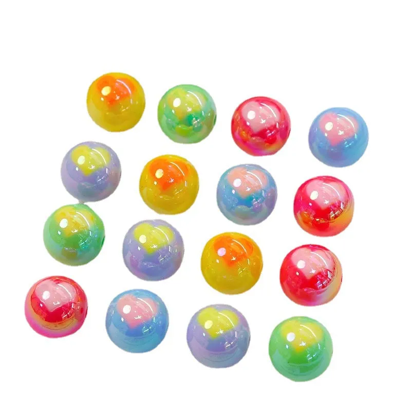 Wholesale 10 pcs/pack 16mm Plated Cream Multicolor Love Round Beads