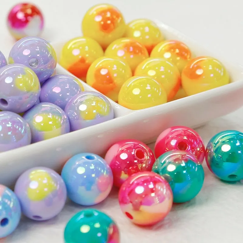 Wholesale 10 pcs/pack 16mm Plated Cream Multicolor Love Round Beads