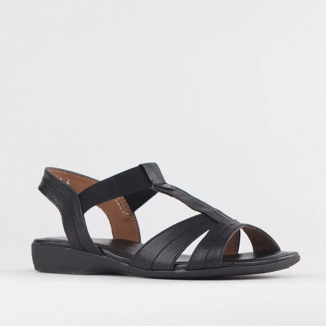 Wider Fit Slingback Flat Sandal in Black - 11016