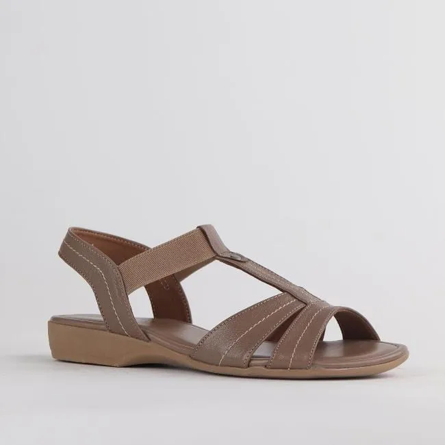 Wider Fit Slingback Flat Sandal in Stone - 11016