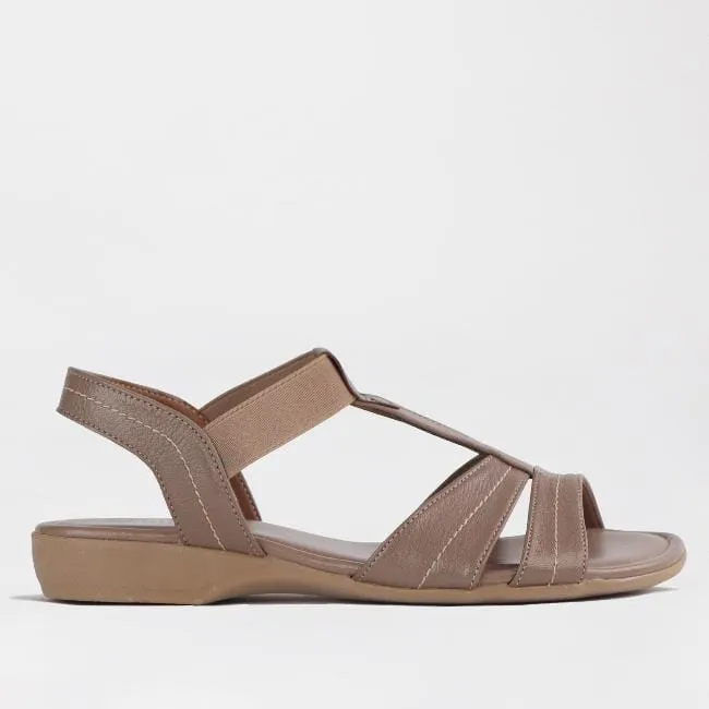 Wider Fit Slingback Flat Sandal in Stone - 11016