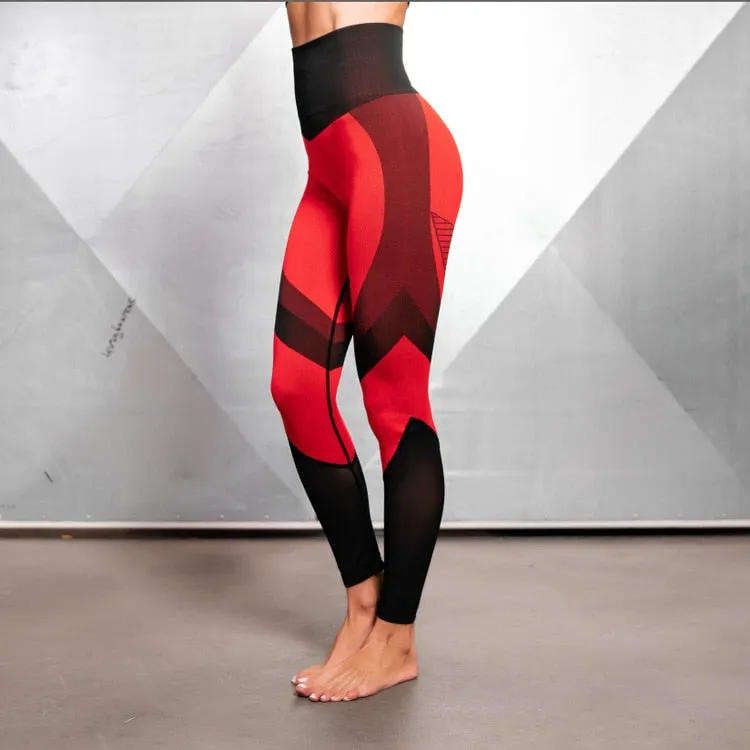 Womens Tracksuit Red Seamless Leggings Yoga Set Sport Outfit for Women