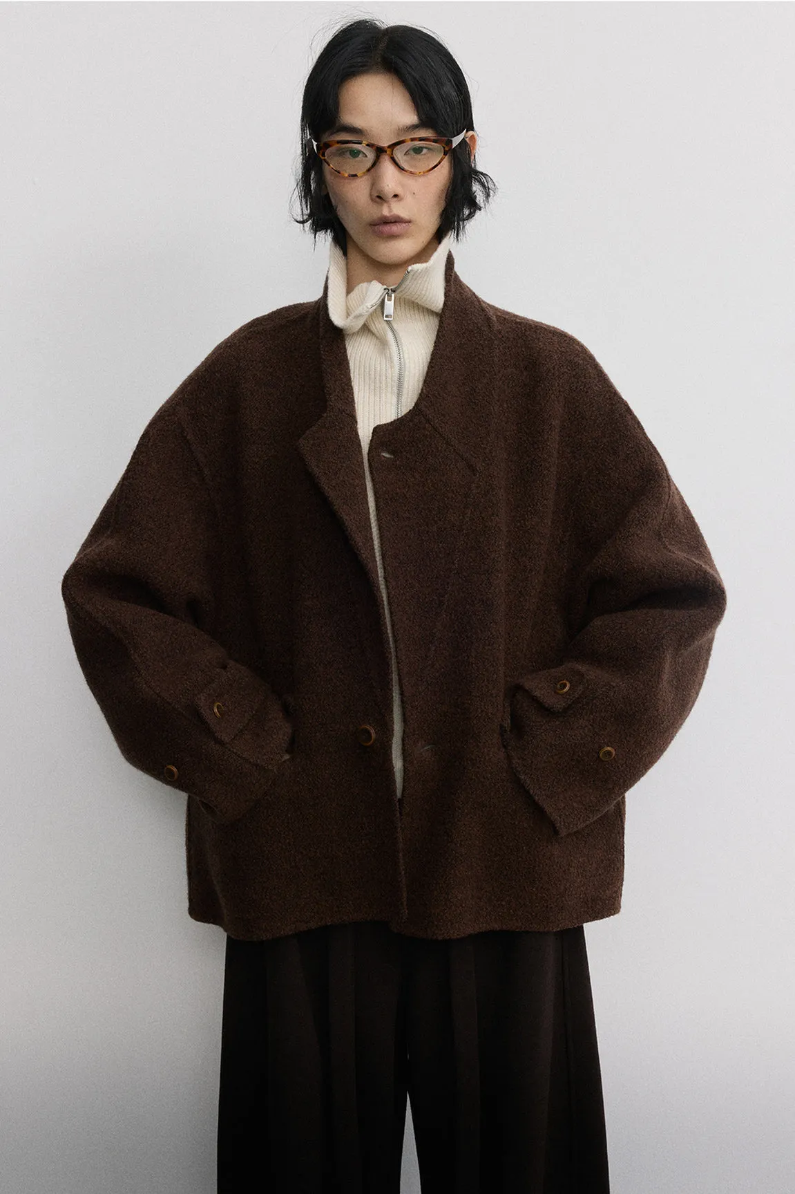 Wool riched deconstructed patchwork wool jacket | 2 color