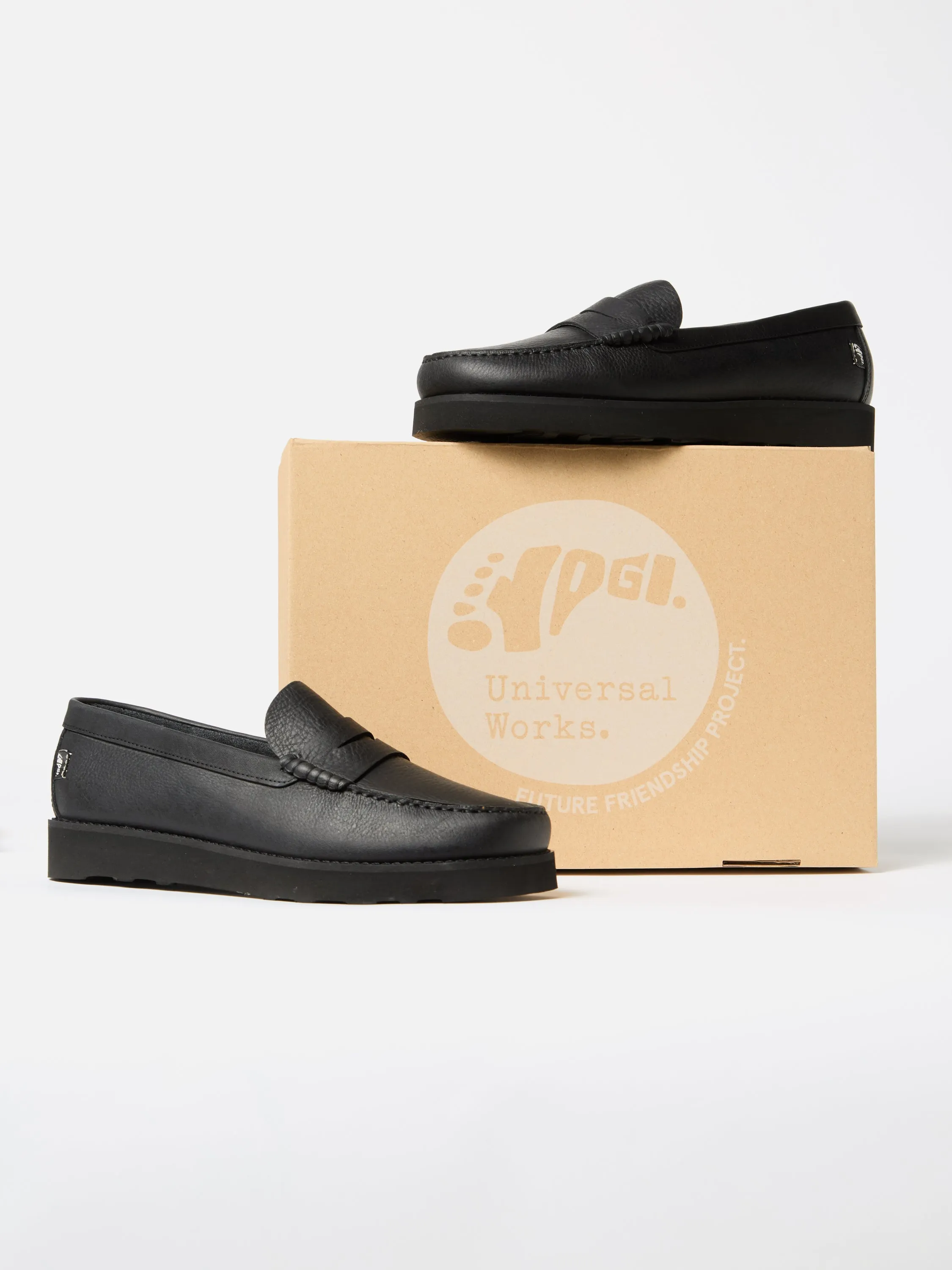 Yogi x Universal Works Rudy II in Black Tumbled Leather